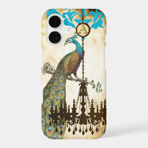 Monogram Vintage Peacock Chandelier Damask iPhone
