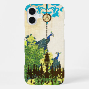 Monogram Vintage Peacock Chandelier Damask iPhone 16 Plus Case