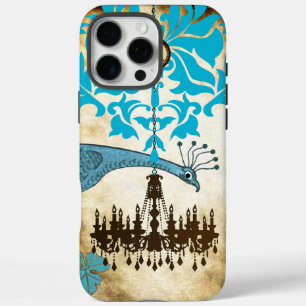 Monogram Vintage Peacock Chandelier Damask iPhone iPhone 16 Pro Max Case