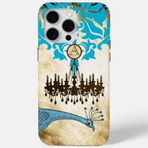 Monogram Vintage Peacock Chandelier Damask iPhone 15 Pro Max Case