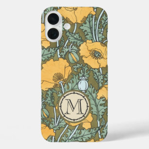 Monogram Vintage Poppy Flower Pattern iphone iPhone 16 Plus Case