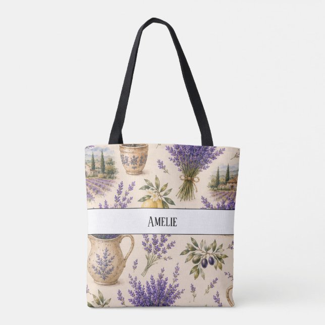 monogram vintage provence lavender tote bag (Back)