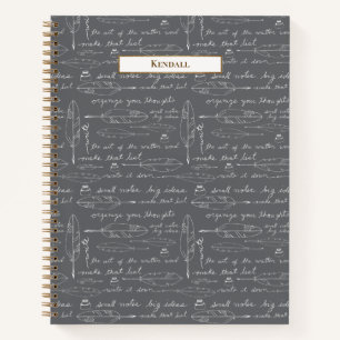 Monogram Vintage Quill & Ink Custom Name Writing Notebook