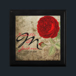 Monogram Vintage Red Rose on Grunge Background Gift Box<br><div class="desc">Elegant Couple's Wedding Monogram Vintage Red Rose on grunge background keepsake gift box. Gift Box ready for you to personalize. 📌If you need further customization, please click the "Click to Customize further" or "Customize or Edit Design" button and use our design tool to resize, rotate, change text colour, add text...</div>
