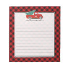 Monogram Vintage Red Truck and Tree Buffalo Plaid