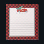 Monogram Vintage Red Truck and Tree Buffalo Plaid Notepad<br><div class="desc">Monogram Christmas-themed notepad in red and black features our vintage red truck carrying a Christmas tree on a buffalo plaid pattern with customizable text! This is a wonderful Christmas gift idea or stocking stuffer, and would be perfect as a small item for attaching a gift card. Additional colour schemes as...</div>