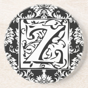 Monogram Vintage Z  Wedding Anniversary Coasters