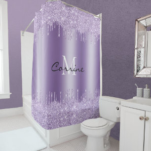 Monogram Violet Purple Dripping Glitter Metallic