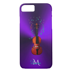 Monogram Violin Music Notes Purple iPhone 7 Case