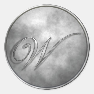 monogram_w classic round sticker