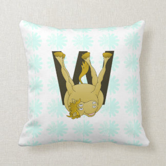 Monogram W Funny Pony Personalised Throw Pillow