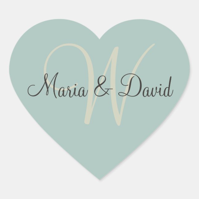 Monogram W Heart Stickers | Envelope Seals (Front)