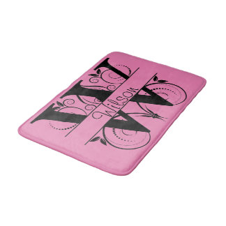 Monogram W Initial Bath, Kitchen Mat Choose Colour