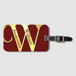 Monogram W Name Personalised Luggage Tag
