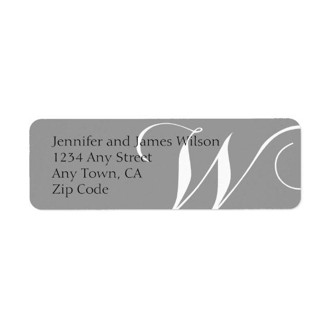Monogram W Return Address Labels Grey (Front)