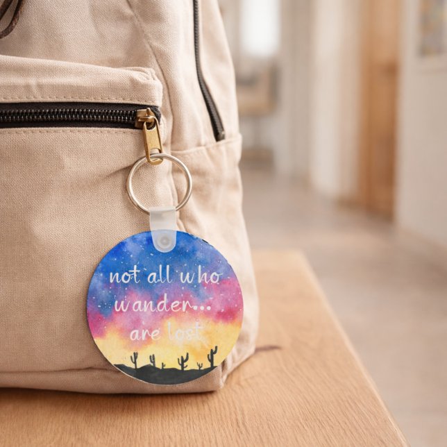 Monogram Wanderlust Watercolor Nature  Keychain (Creator Uploaded)