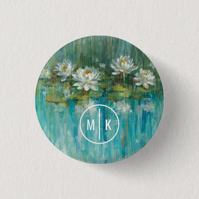 Monogram | Water Lily Pond 1 Inch Round Button (Front)