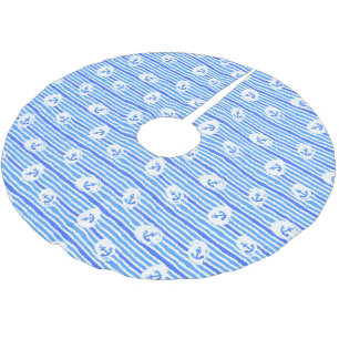 Monogram Watercolor Anchor Pattern 1 Brushed Polyester Tree Skirt