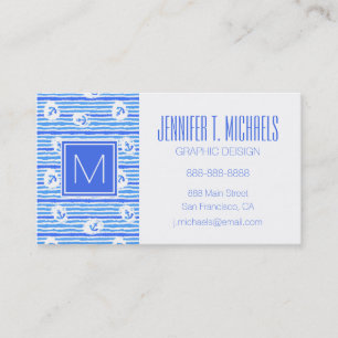 Monogram Watercolor Anchor Pattern Business Card