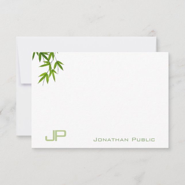 Monogram Watercolor Art Leaves Simple Template (Front)