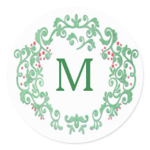 Monogram Watercolor Christmas Wreath