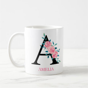 Monogram Watercolor Custom Single Letter A  Coffee Mug