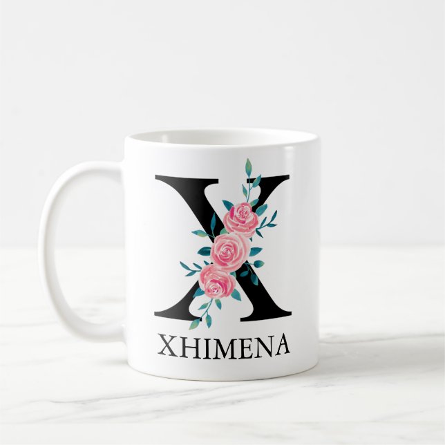 Monogram Watercolor Custom Single Letter X Coffee Mug (Left)