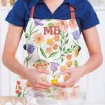 Monogram Watercolor Floral Modern Girly Apron<br><div class="desc">Monogram Watercolor Floral Modern Girly Apron features colourful watercolor flowers in orange,  purple and green on a white background. Personalize with your custom monogram by editing the text in the text box provided. Designed by ©Evco Studio www.zazzle.com/store/evcostudio</div>