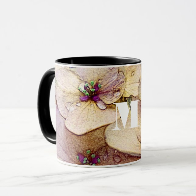 Monogram Watercolor Flower Coffee Mug (Front Left)