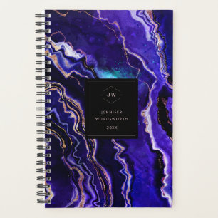 Monogram Watercolor Geode Purple Rose Gold Agate Planner