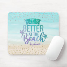 Monogram Watercolor Glitter Life Is Better Beach