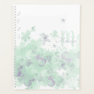 Monogram Watercolor Green 2025 Floral Planner