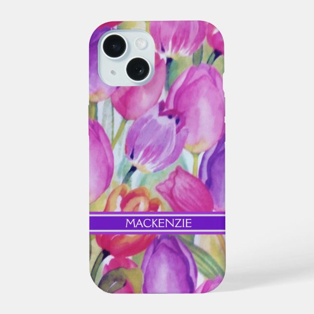 Monogram Watercolor iPhone 15 Case (Back)