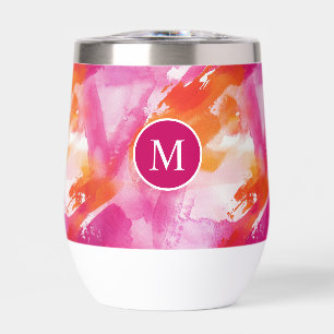 Monogram Watercolor Pink Orange Abstract
