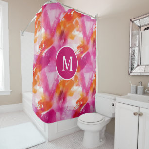 Monogram Watercolor Pink Orange Abstract