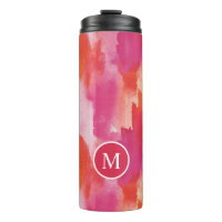 Monogram Watercolor Pink Orange Abstract