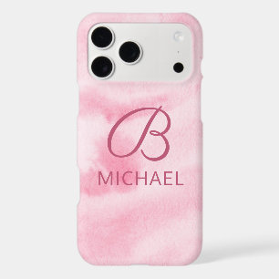 Monogram Watercolor Pink Personalized Name