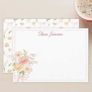 Monogram Watercolor Pretty Flower Bouquet Floral Card