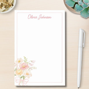 Monogram Watercolor Pretty Flower Bouquet Floral Post-it Notes