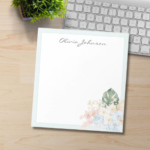 Monogram Watercolor Tropical Flower Bouquet Floral Notepad