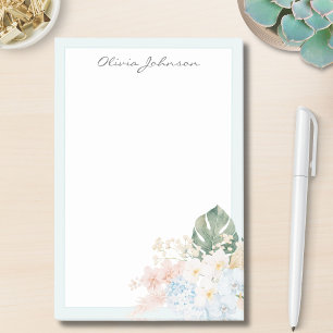 Monogram Watercolor Tropical Flower Bouquet Floral Post-it Notes