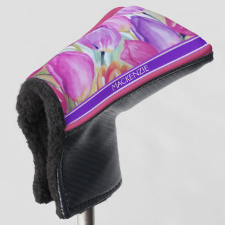 Monogram Watercolor Tulips Golf Head Cover