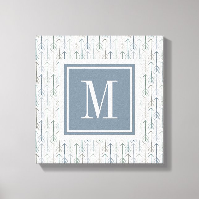 Monogram | Watercolor Wanderlust Arrow Pattern Canvas Print (Front)