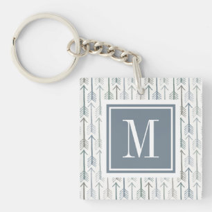Monogram   Watercolor Wanderlust Arrow Pattern Keychain