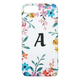 Monogram Watercolor Wildflowers Phone Case