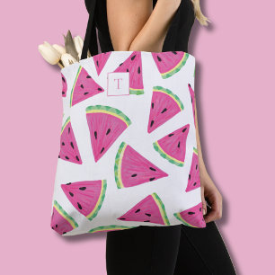 Monogram Watermelon Fruit Pattern Tote Bag