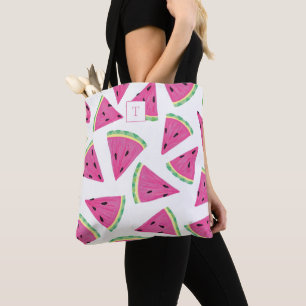 Monogram Watermelon Fruit Pattern Tote Bag