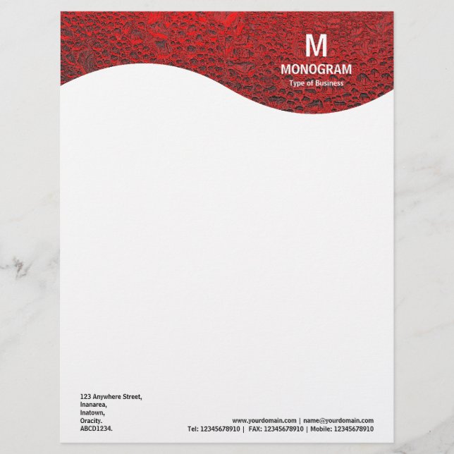 Monogram Wave - Cool Water - Red Letterhead (Front)