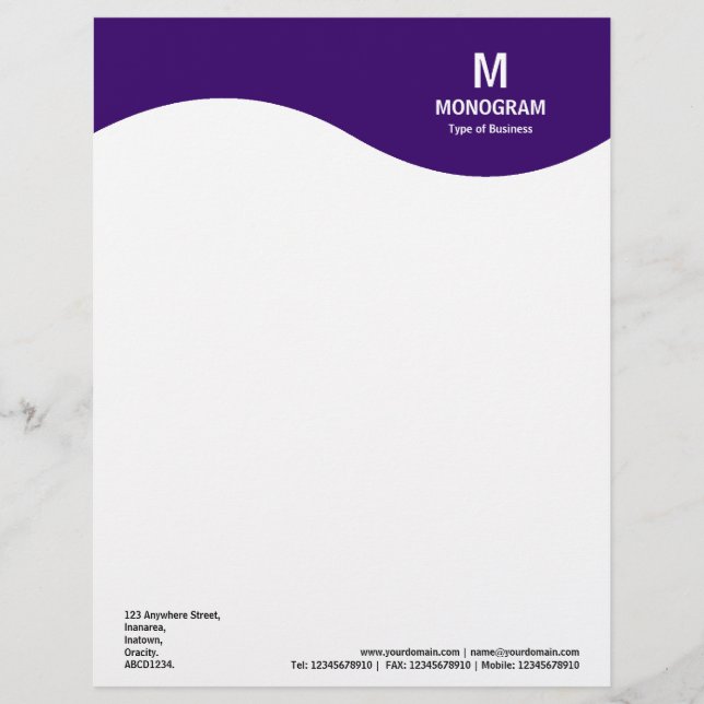 Monogram Wave - Deep Purple 330066 Letterhead (Front)