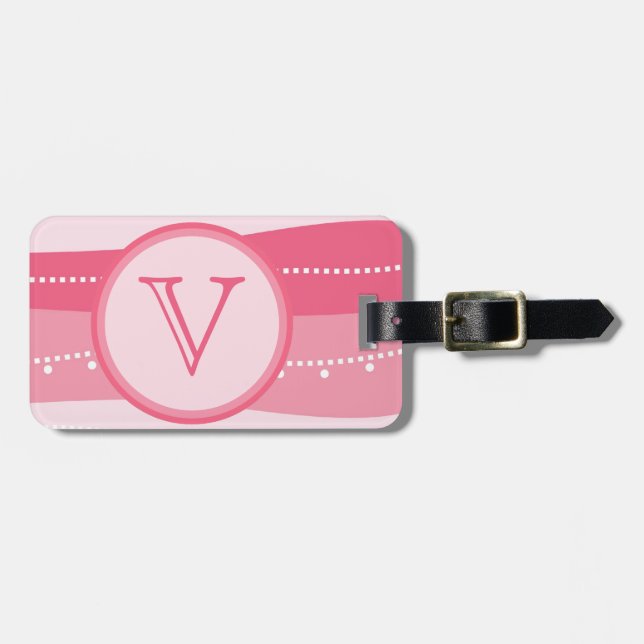 Monogram Wavy Stripes Personalized Bag Tag (Front Horizontal)